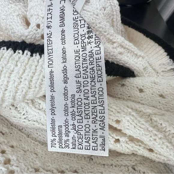 Zara Women’s  Short-Sleeve Collar Plain Contrast Trim Pointelle Knit Crop Size M - Picture 6 of 7